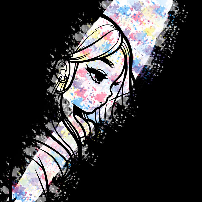 a realistic girl spray painting