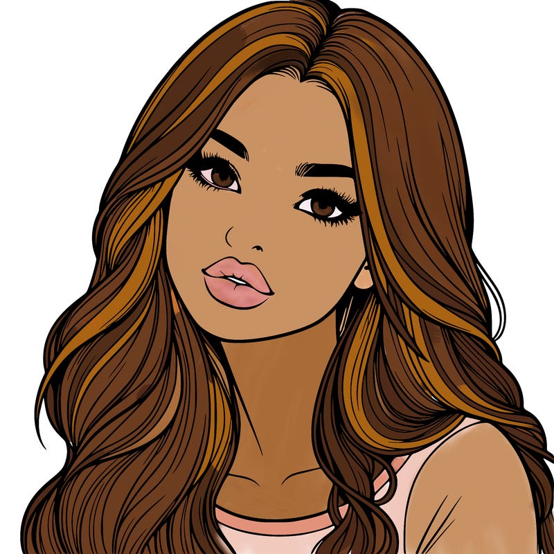 realistic girl with hair on her hair and lips