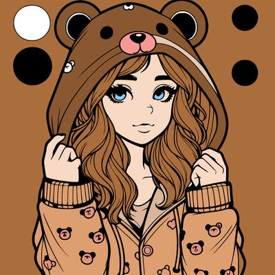 realistic girl in a animal pjs hoodie