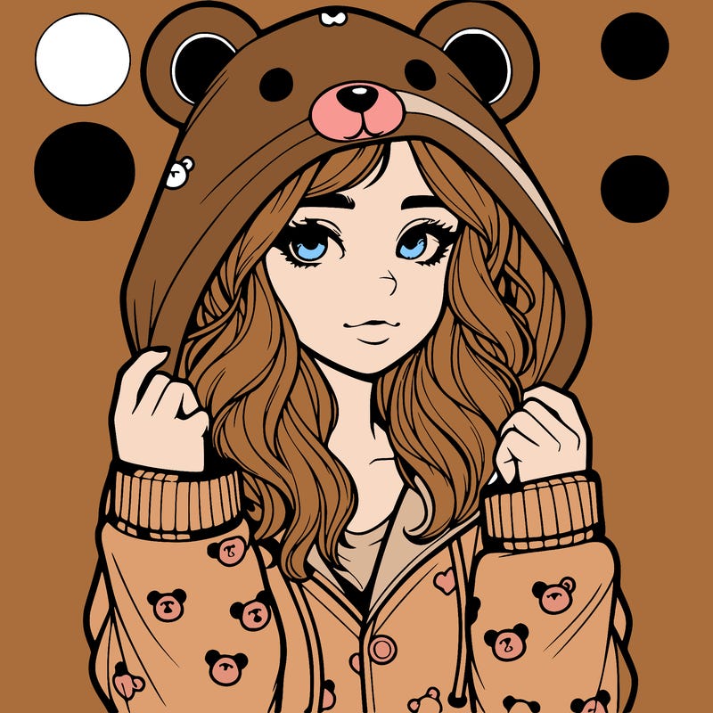 realistic girl in a animal pjs hoodie