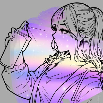 a realistic girl spray, painting