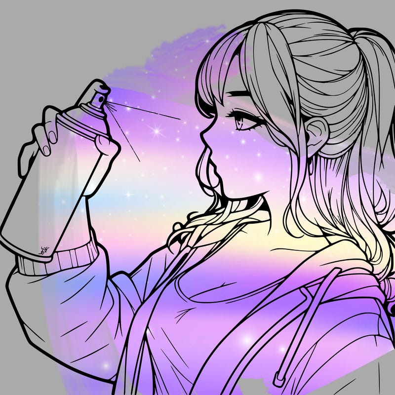 a realistic girl spray, painting