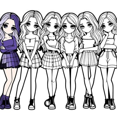 a group of girls realistic