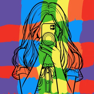 a realistic girl holding her phone taking pictures