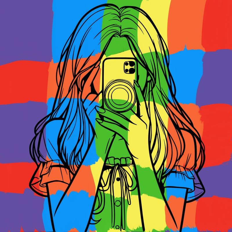 a realistic girl holding her phone taking pictures