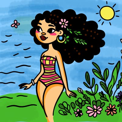 african woman in a swimsuit