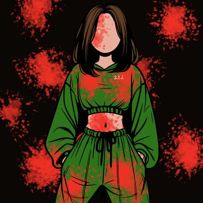 realistic girl faceless with baggy pants and a crop top