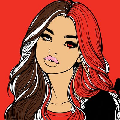 realistic girl with hair on her hair and lips