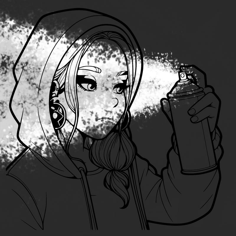 a realistic girl, spray painting