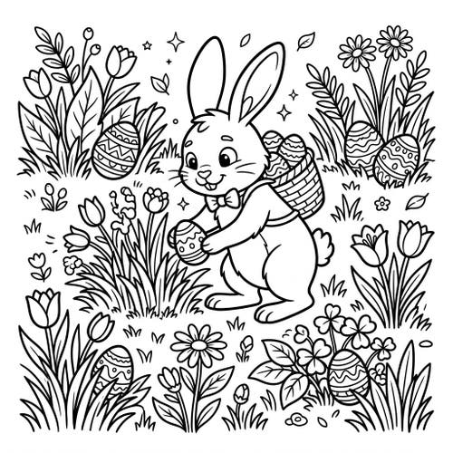 Easter Bunny Hiding Eggs