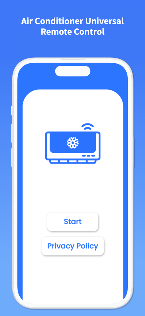 AC Remote & Air Conditioner - Start screen of the Air Conditioner Universal Remote Control mobile app