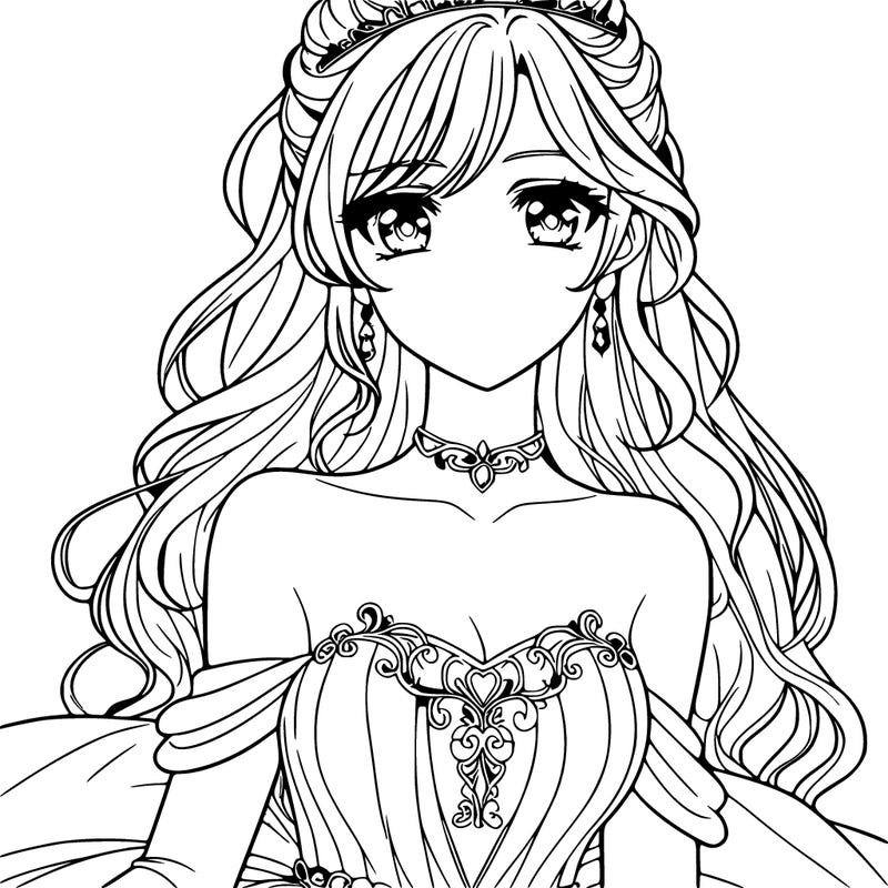 beautiful realistic anime teen girl with a beautiful ball gown on