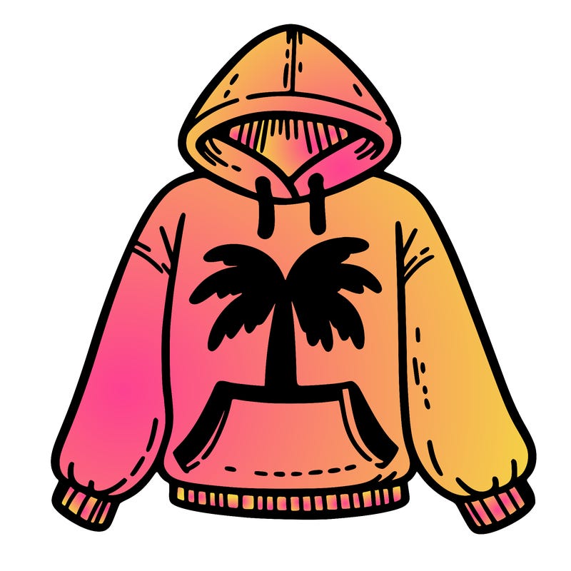 pink palm puff hoddie