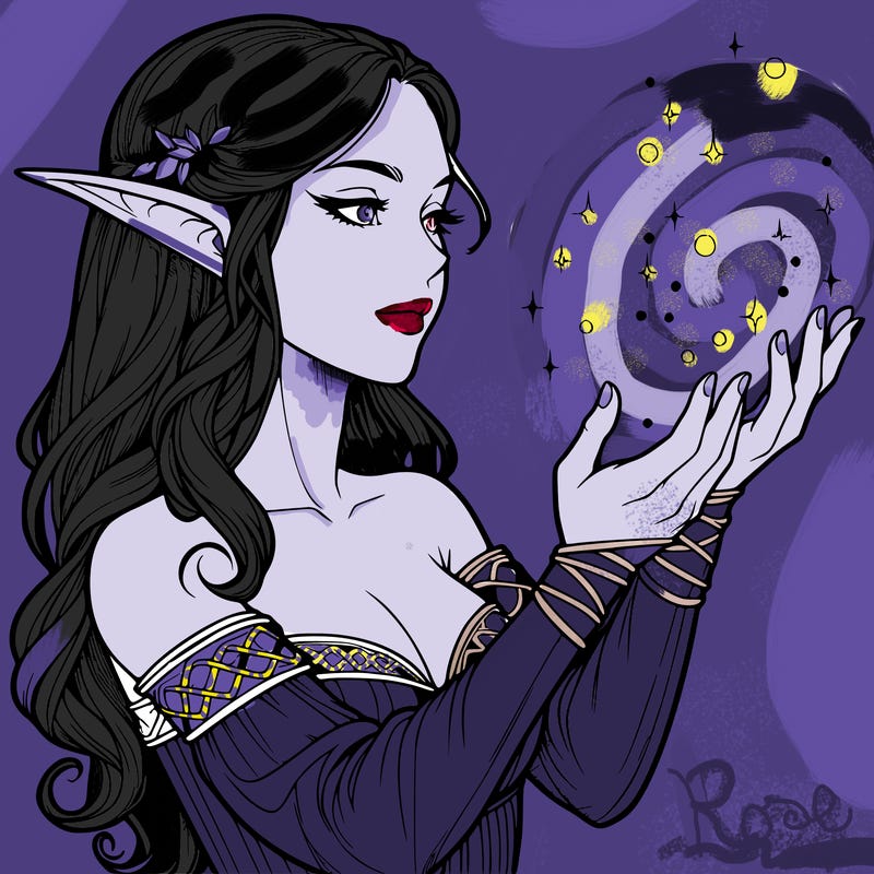 realistic elf girl doing magic