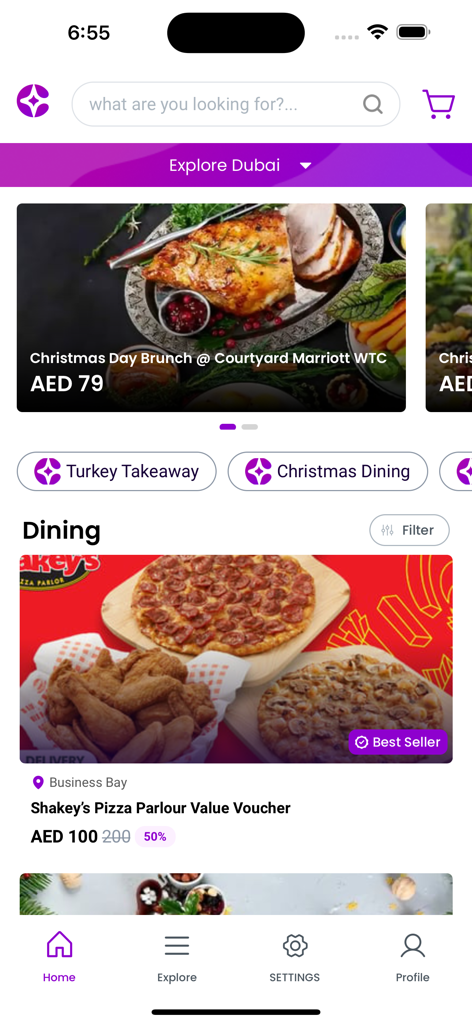Cobone - Deals & Coupons - Cobone mobile app display featuring dining discounts and vouchers in Dubai