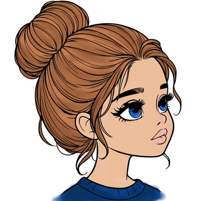 realistic girl with bun