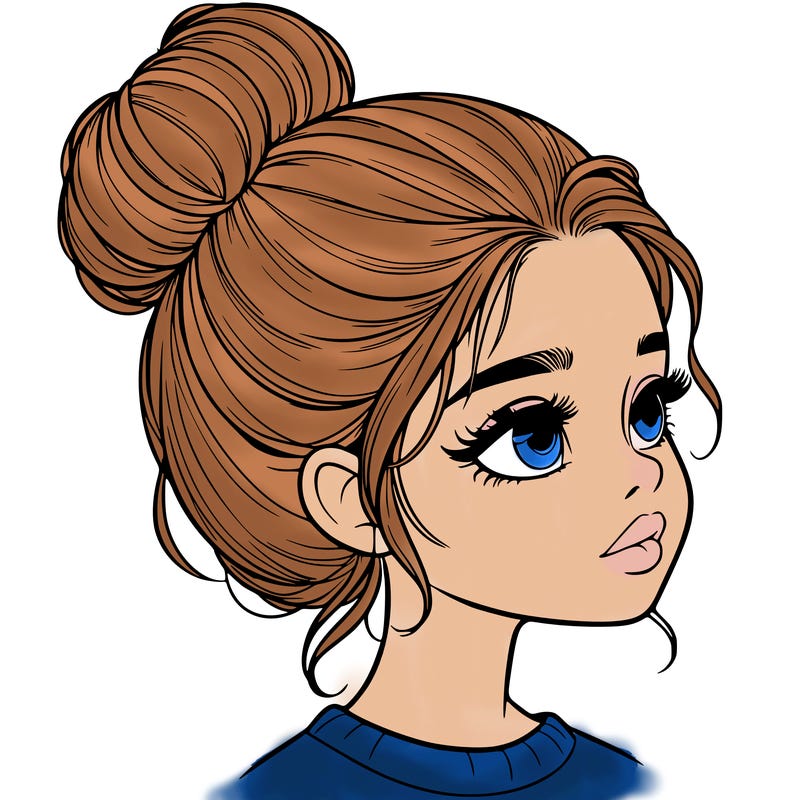 realistic girl with bun