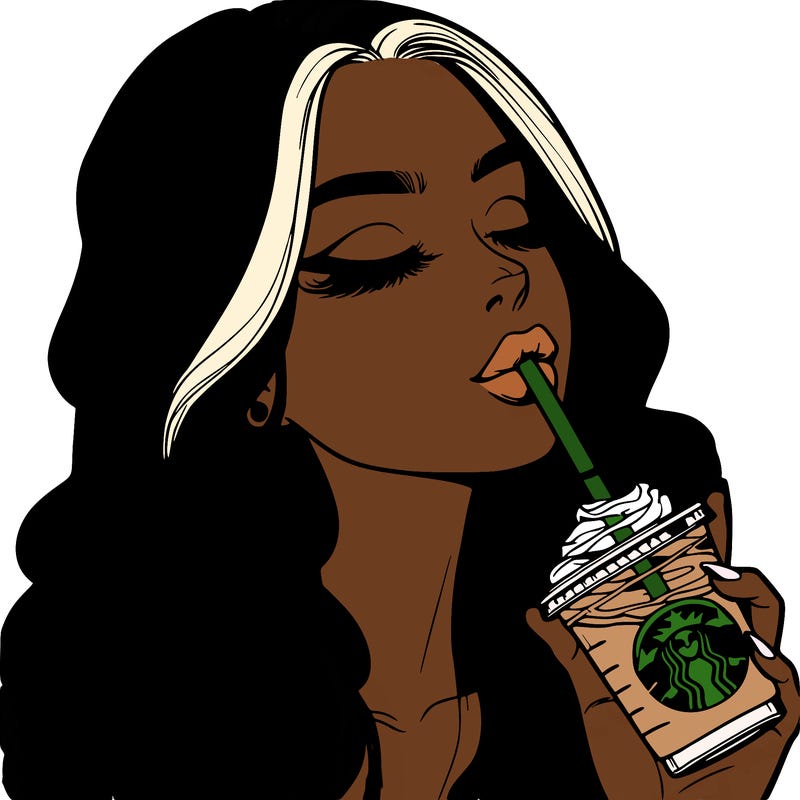 realistic girl drinking starbucks