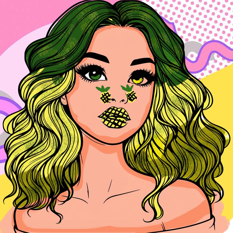 realistic girl with wavy hair and lips