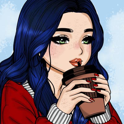 realistic girl drinking coffee