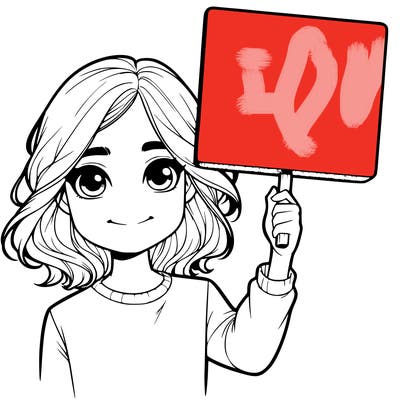 realistic girl holding up a sign