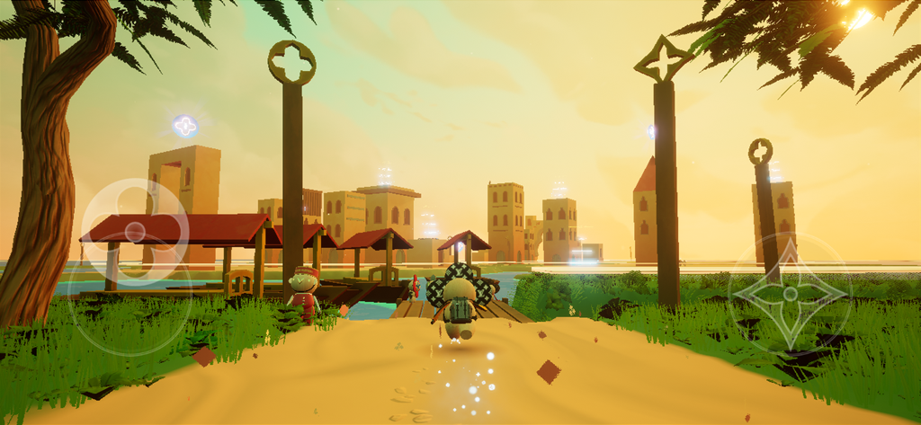 LOUIS THE GAME - Vivienne-Charakter geht durch eine goldene 3D-Welt in LOUIS THE GAME