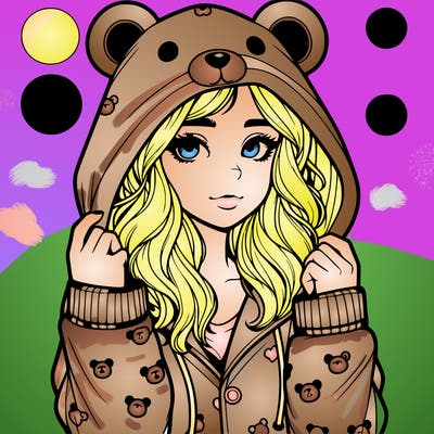 realistic girl in a animal pjs hoodie