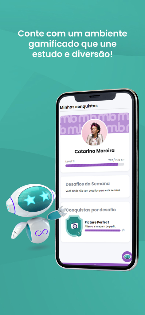Meu Bernoulli 4.0 - Meu Bernoulli 4.0 app screen showing student achievements and progress in a gamified environment