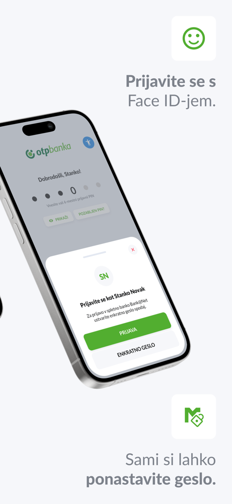mBank@Net - mBank@Net mobile app login screen showing Face ID biometric authentication and password reset features