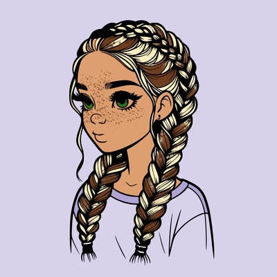 realistic girl with braids