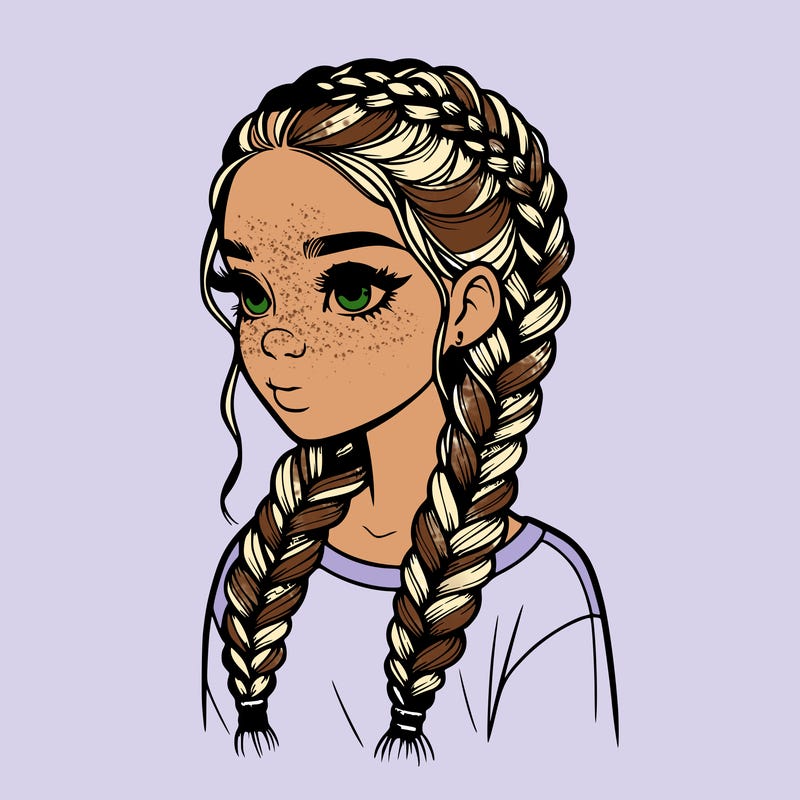 realistic girl with braids