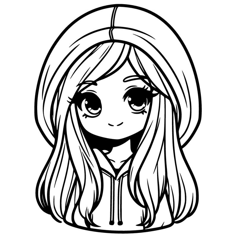 girl with long hair and wearing a hoodie