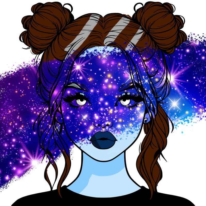 realistic girl with two buns in hair and lips