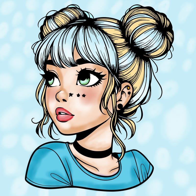 realistic girl with spacebuns