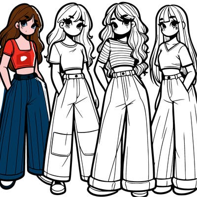 girls with wide pants and a croc top