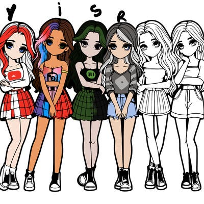 a group of girls realistic