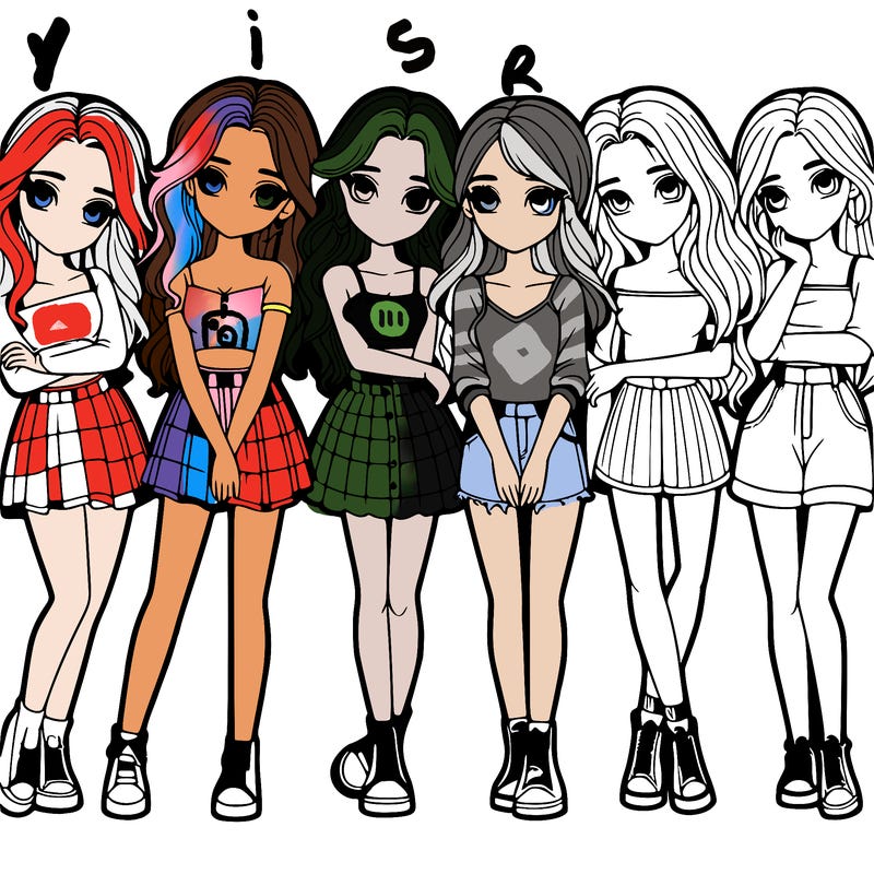 a group of girls realistic