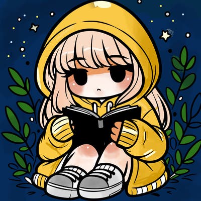 girl in oversized hoodie reading a book