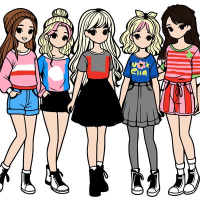 a group of five girls