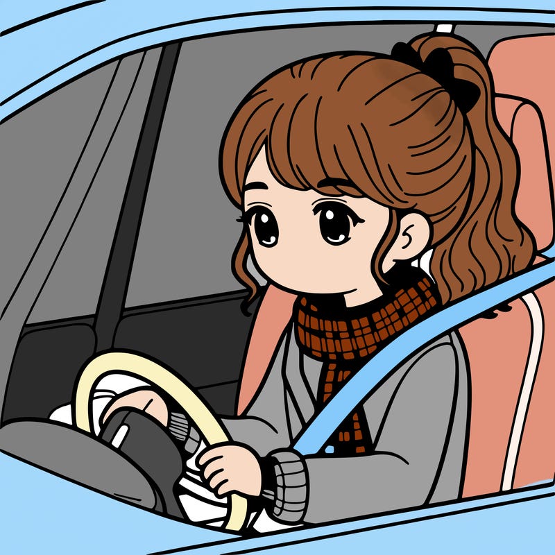 a girl in a car