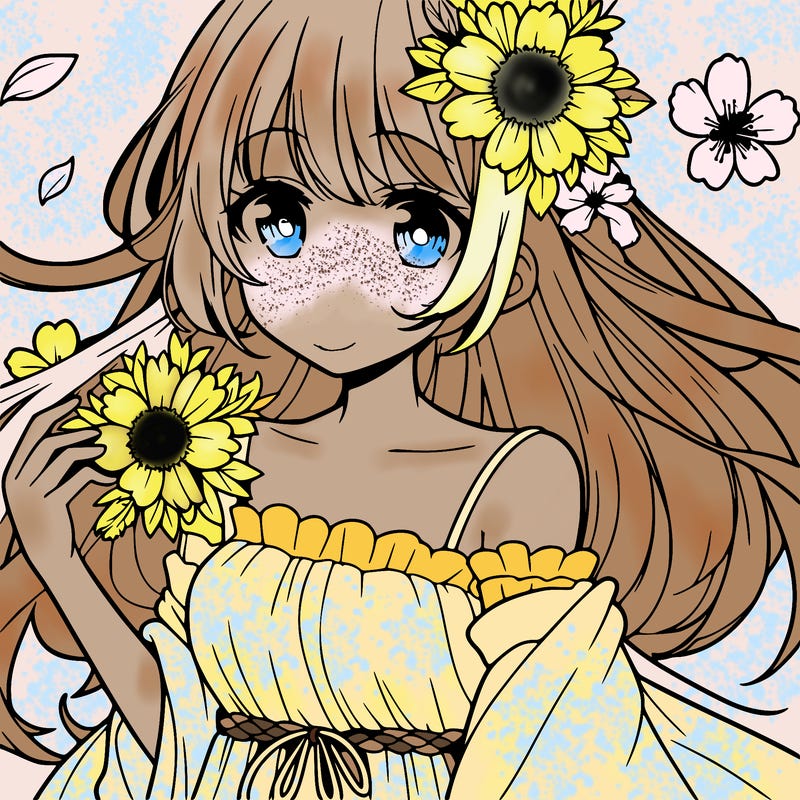 anime girl with flowers