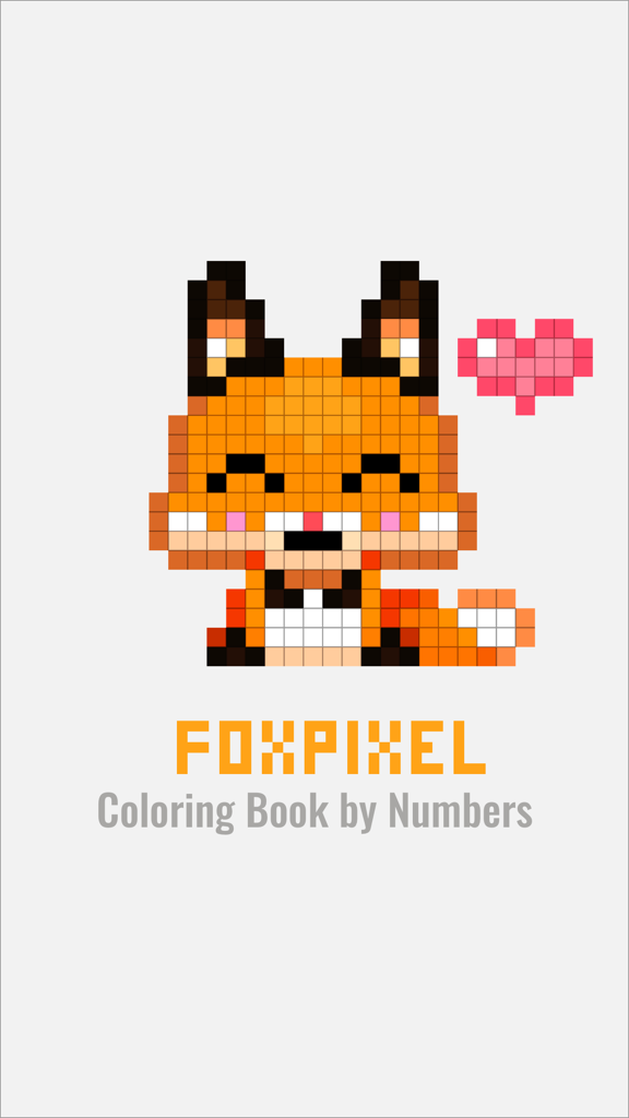 Color by number 2018 - FoxPix - Pixel art de un zorro lindo y un corazón de la aplicación de libro para colorear FoxPixel