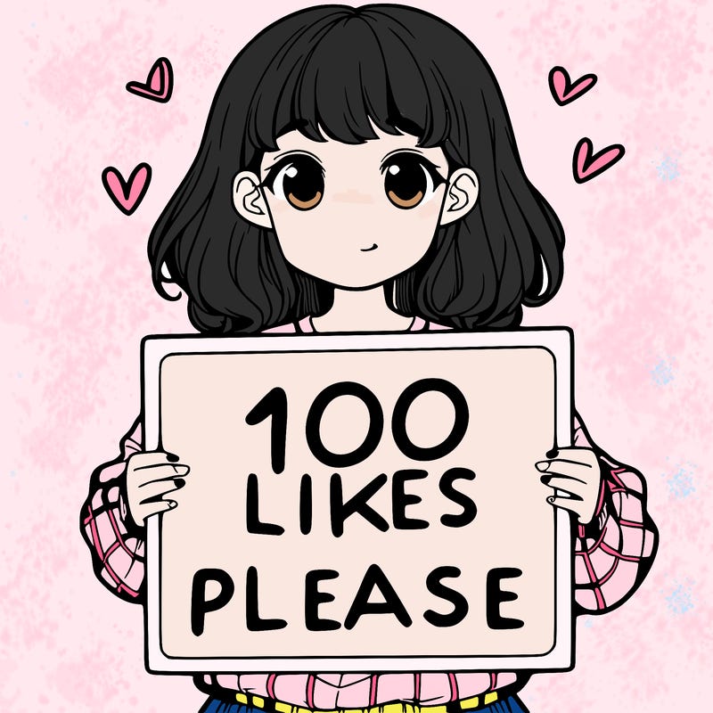 a girl holding a sign saying 100 likes please
