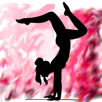 a woman doing a handstand