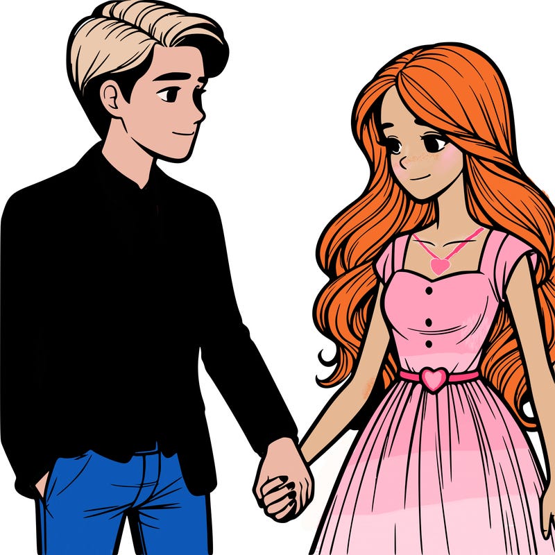 a realistic man and woman holding hands