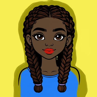 realistic girl with braids