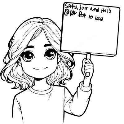 realistic girl holding up a sign