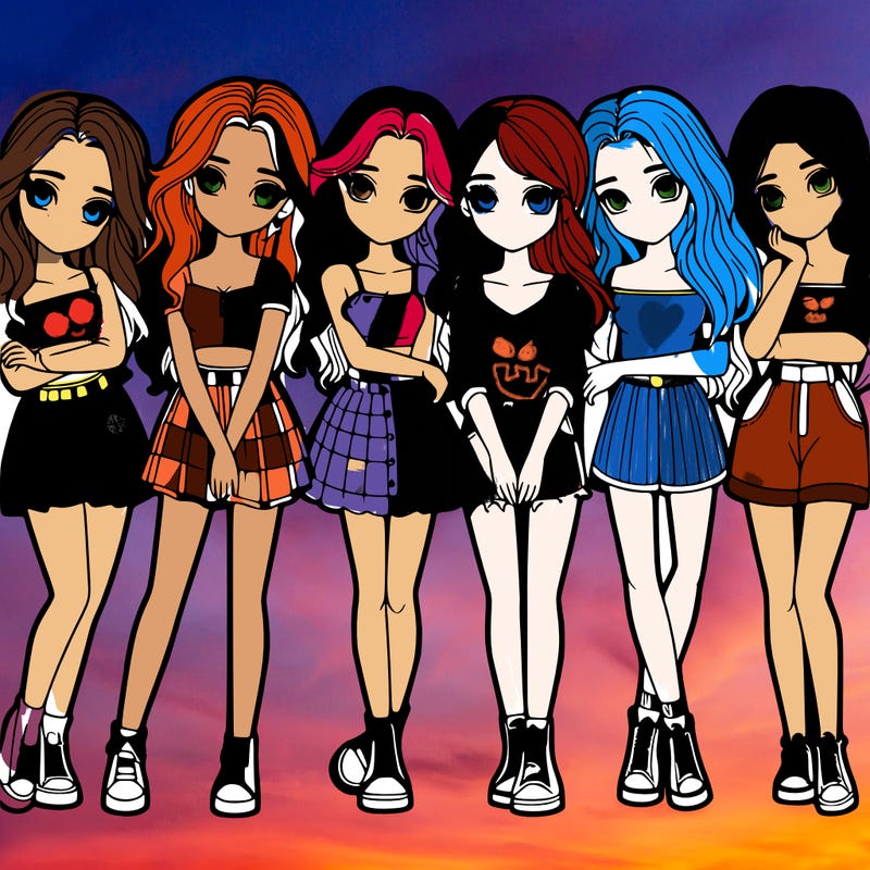 a group of girls realistic