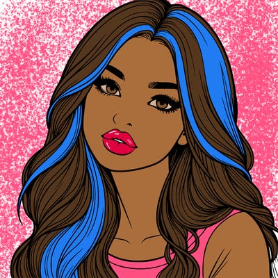 realistic girl with hair on her hair and lips