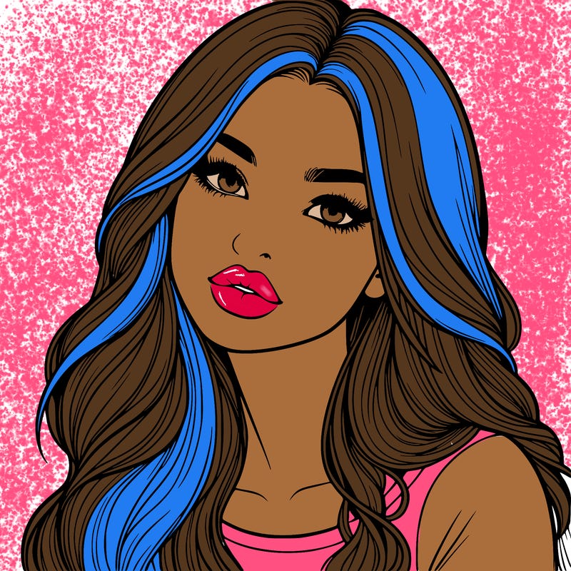 realistic girl with hair on her hair and lips